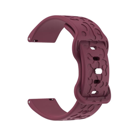 18mm Kalebol Leopard Print Butterfly Buckle Silicone Watch Band(Wine Red)