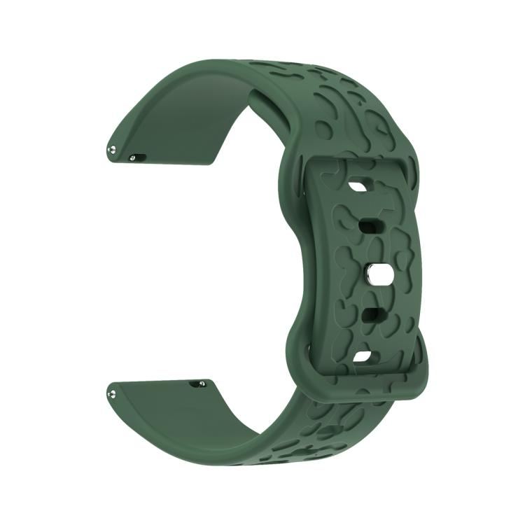18mm Kalebol Leopard Print Butterfly Buckle Silicone Watch Band(Dark Green)