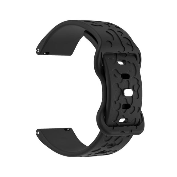20mm Kalebol Leopard Print Butterfly Buckle Silicone Watch Band(Black)