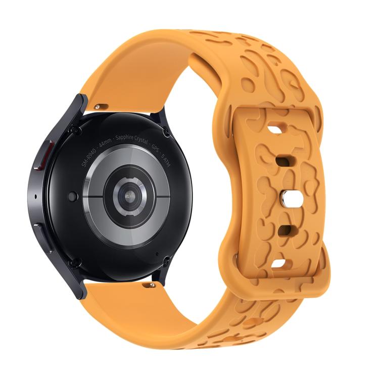 20mm Kalebol Leopard Print Butterfly Buckle Silicone Watch Band(Yellow)