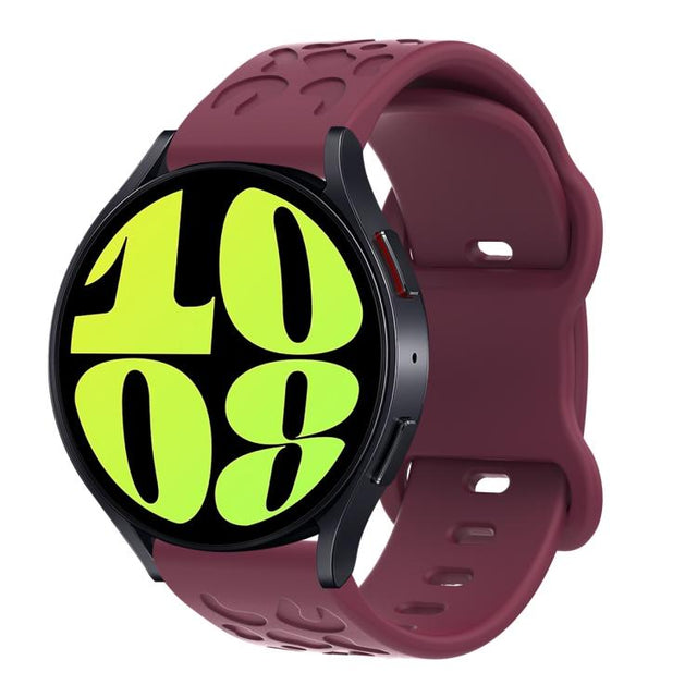 20mm Kalebol Leopard Print Butterfly Buckle Silicone Watch Band(Wine Red)