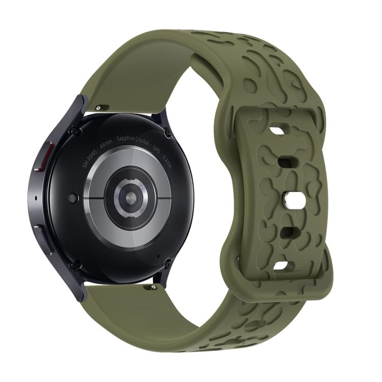 20mm Kalebol Leopard Print Butterfly Buckle Silicone Watch Band(Army Green)
