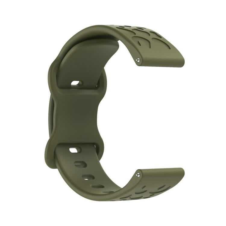 20mm Kalebol Leopard Print Butterfly Buckle Silicone Watch Band(Army Green)
