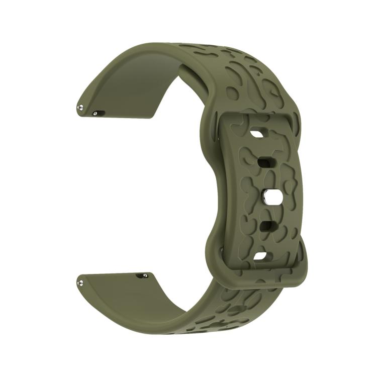 20mm Kalebol Leopard Print Butterfly Buckle Silicone Watch Band(Army Green)
