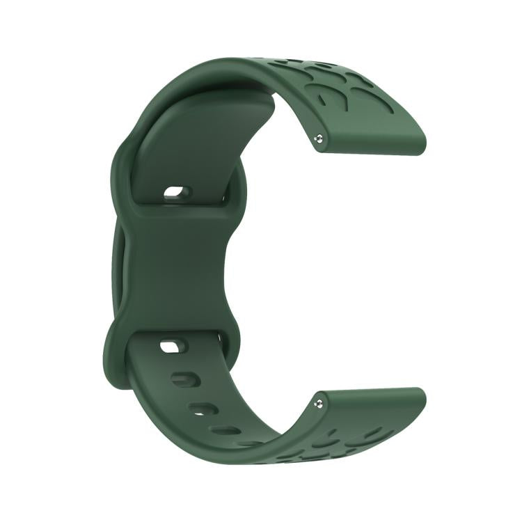20mm Kalebol Leopard Print Butterfly Buckle Silicone Watch Band(Dark Green)