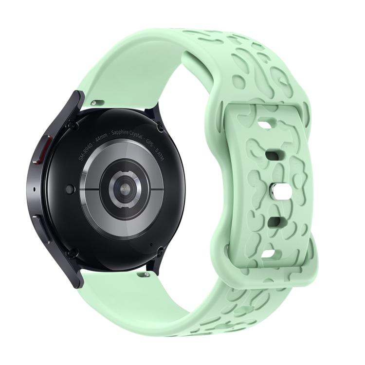 20mm Kalebol Leopard Print Butterfly Buckle Silicone Watch Band(Teal Blue)