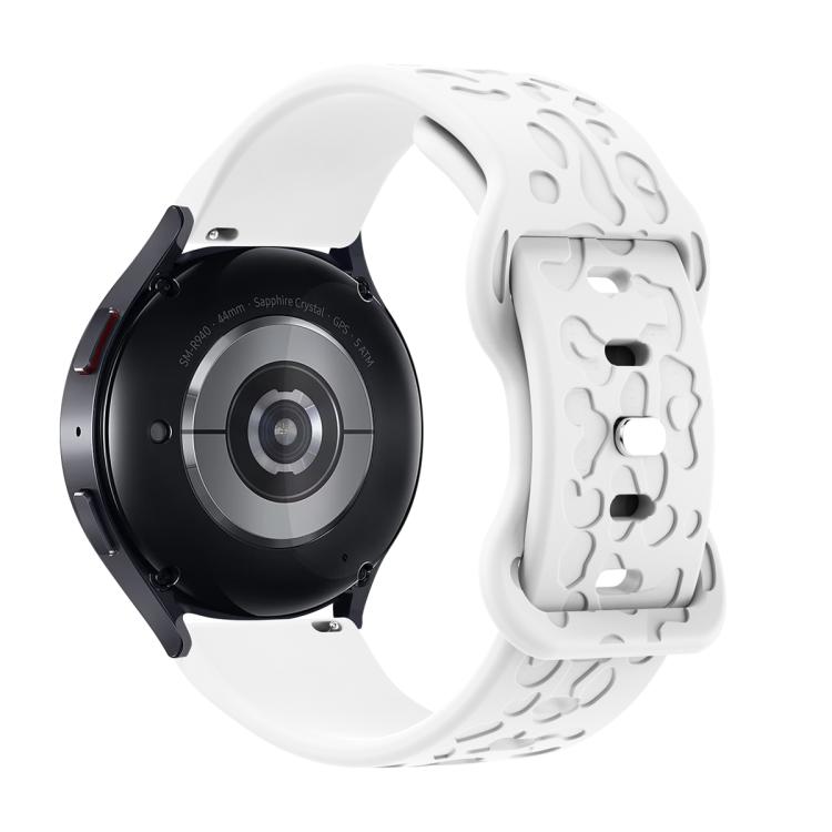 22mm Kalebol Leopard Print Butterfly Buckle Silicone Watch Band(White)