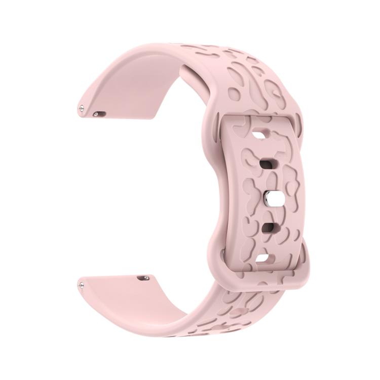 22mm Kalebol Leopard Print Butterfly Buckle Silicone Watch Band(Pink)