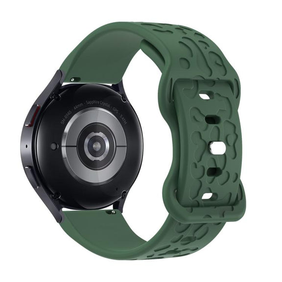 22mm Kalebol Leopard Print Butterfly Buckle Silicone Watch Band(Dark Green)