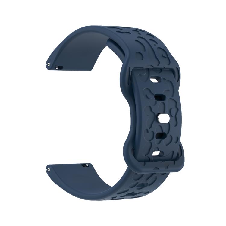 22mm Kalebol Leopard Print Butterfly Buckle Silicone Watch Band(Midnight  Blue)