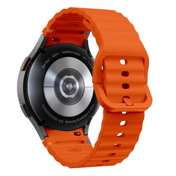 For Samsung Galaxy Watch 7  / 6 / 5 / 4 Kalebol Wave Stitching Silicone Watch Band(Orange)
