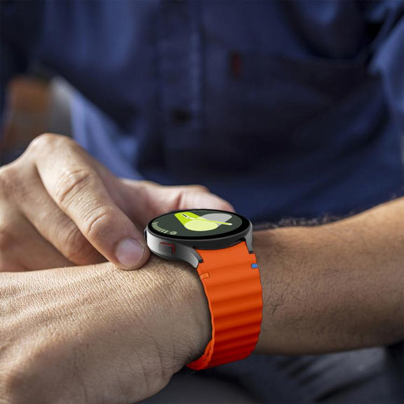 For Samsung Galaxy Watch 7  / 6 / 5 / 4 Kalebol Wave Stitching Silicone Watch Band(Orange)