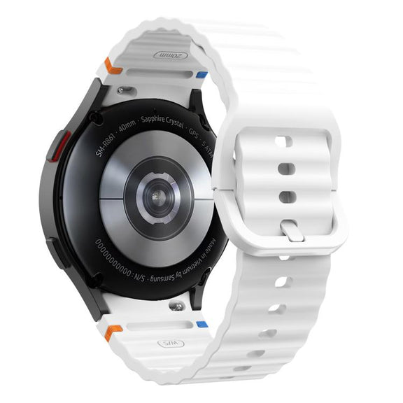 For Samsung Galaxy Watch 7  / 6 / 5 / 4 Kalebol Wave Stitching Silicone Watch Band(Official White)
