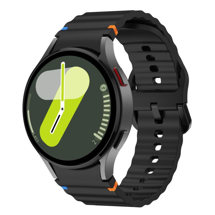 For Samsung Galaxy Watch 7  / 6 / 5 / 4 Kalebol Wave Stitching Silicone Watch Band(Black) - free shipping - PMc TechLife - Order now!