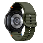For Samsung Galaxy Watch 7  / 6 / 5 / 4 Kalebol Wave Stitching Silicone Watch Band(Army Green)