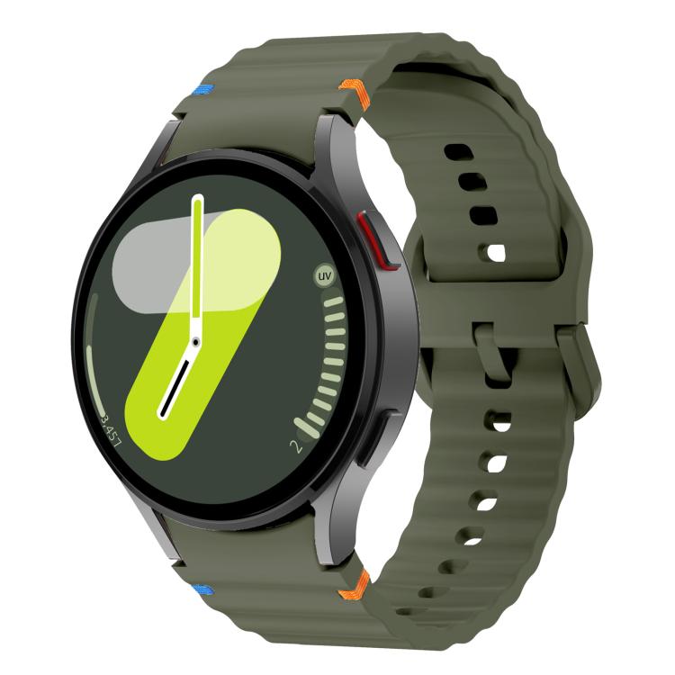 For Samsung Galaxy Watch 7  / 6 / 5 / 4 Kalebol Wave Stitching Silicone Watch Band(Army Green) - free shipping - PMc TechLife - Order now!