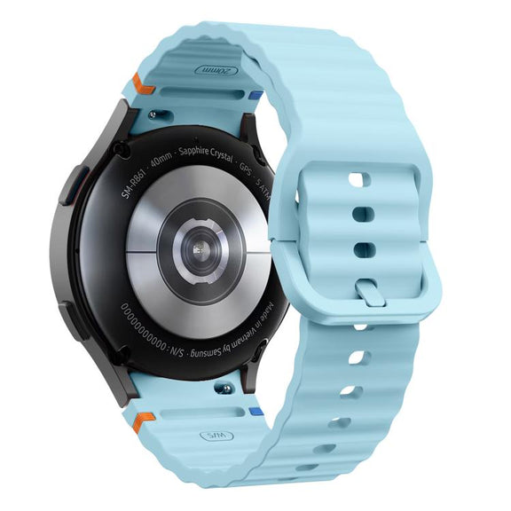 For Samsung Galaxy Watch 7  / 6 / 5 / 4 Kalebol Wave Stitching Silicone Watch Band(Light Blue)