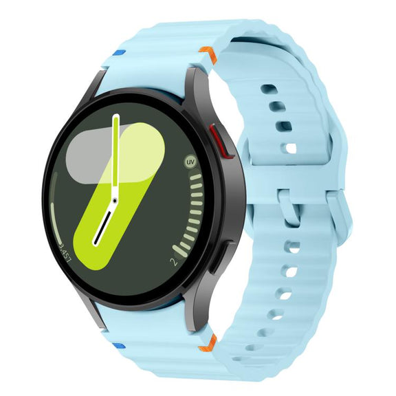 For Samsung Galaxy Watch 7  / 6 / 5 / 4 Kalebol Wave Stitching Silicone Watch Band(Light Blue)
