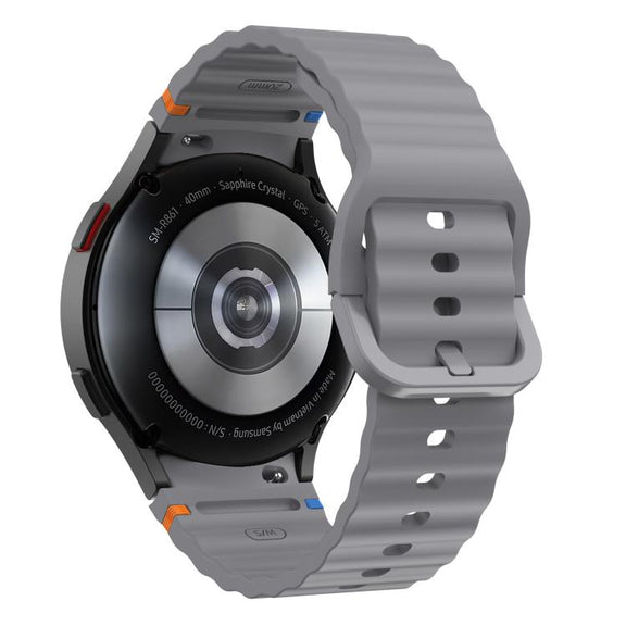 For Samsung Galaxy Watch 7  / 6 / 5 / 4 Kalebol Wave Stitching Silicone Watch Band(Space Grey)