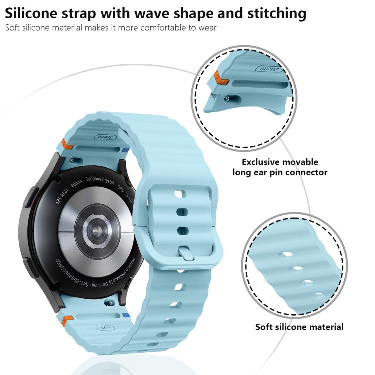 For Samsung Galaxy Watch 7  / 6 / 5 / 4 Kalebol Wave Stitching Silicone Watch Band(Light Blue) - free shipping - PMc TechLife - Order now!