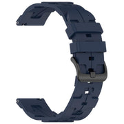 20mm Kalebol Solid Color Black Buckle Round Tail Silicone Watch Band(Navy Blue)