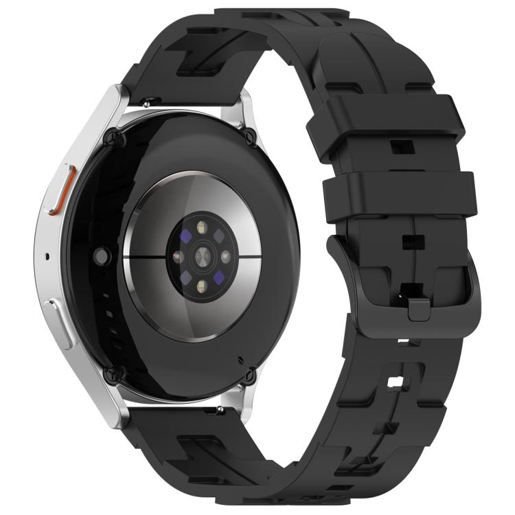 20mm Kalebol Solid Color Black Buckle Round Tail Silicone Watch Band(Black)