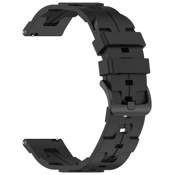20mm Kalebol Solid Color Black Buckle Round Tail Silicone Watch Band(Black)