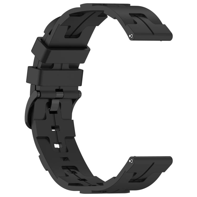 20mm Kalebol Solid Color Black Buckle Round Tail Silicone Watch Band(Black)
