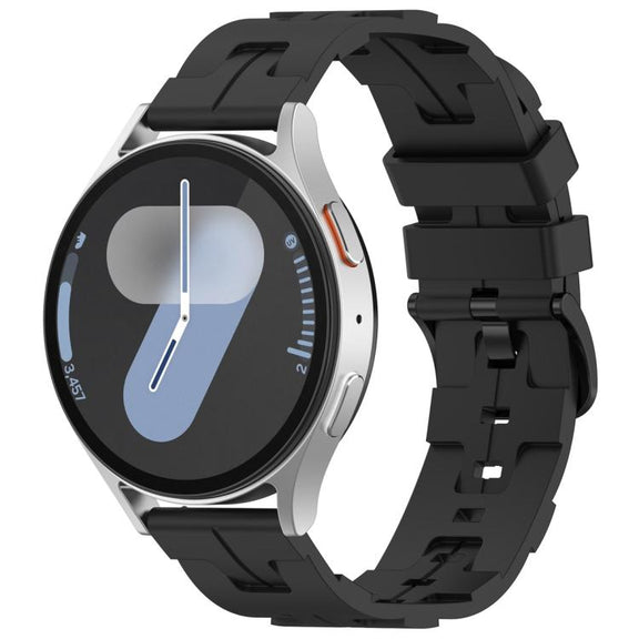 20mm Kalebol Solid Color Black Buckle Round Tail Silicone Watch Band(Black)
