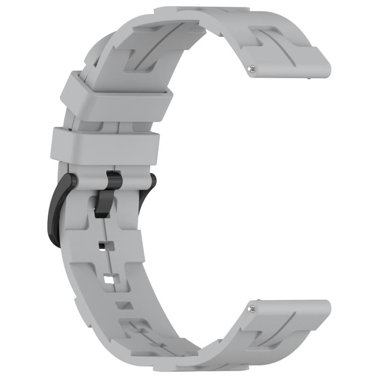 20mm Kalebol Solid Color Black Buckle Round Tail Silicone Watch Band(Grey)