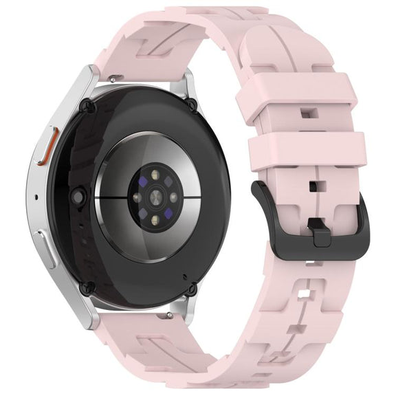 20mm Kalebol Solid Color Black Buckle Round Tail Silicone Watch Band(Rose Pink)