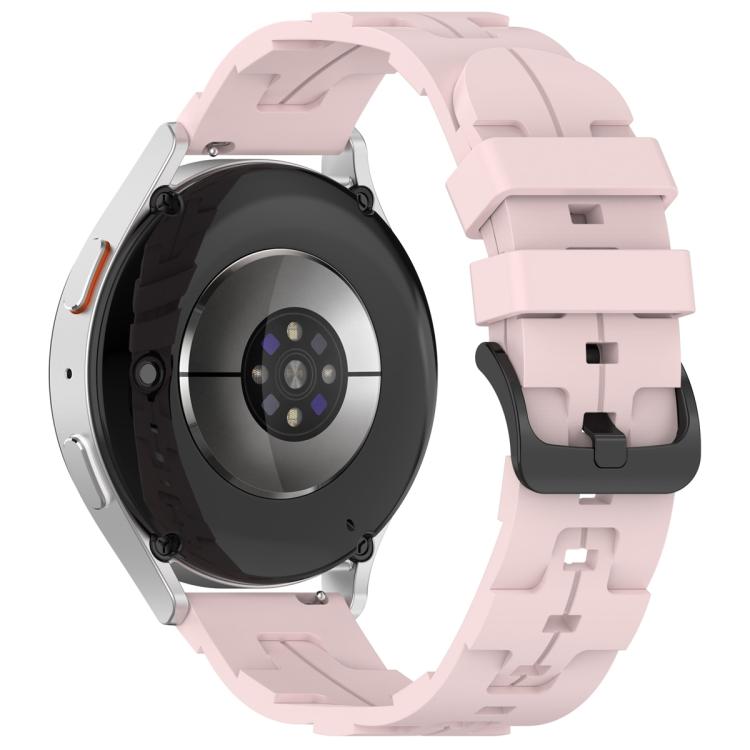 20mm Kalebol Solid Color Black Buckle Round Tail Silicone Watch Band(Rose Pink)