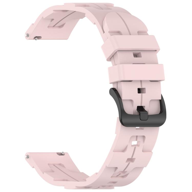 20mm Kalebol Solid Color Black Buckle Round Tail Silicone Watch Band(Rose Pink)
