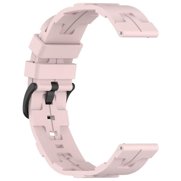 20mm Kalebol Solid Color Black Buckle Round Tail Silicone Watch Band(Rose Pink)