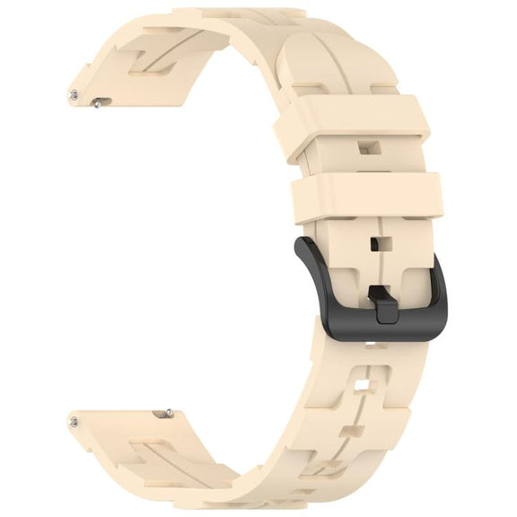 20mm Kalebol Solid Color Black Buckle Round Tail Silicone Watch Band(Cream Color)
