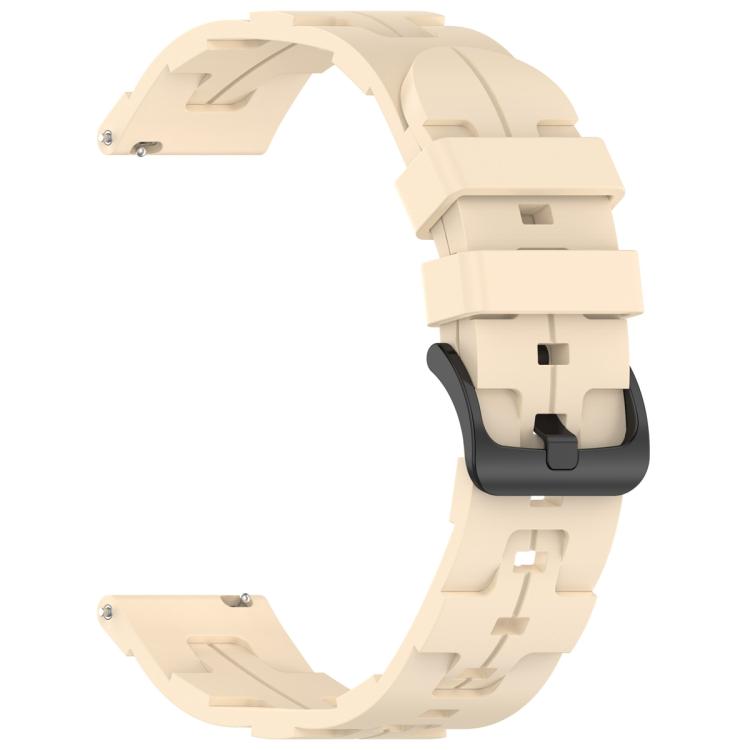 20mm Kalebol Solid Color Black Buckle Round Tail Silicone Watch Band(Cream Color)