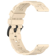 20mm Kalebol Solid Color Black Buckle Round Tail Silicone Watch Band(Cream Color)