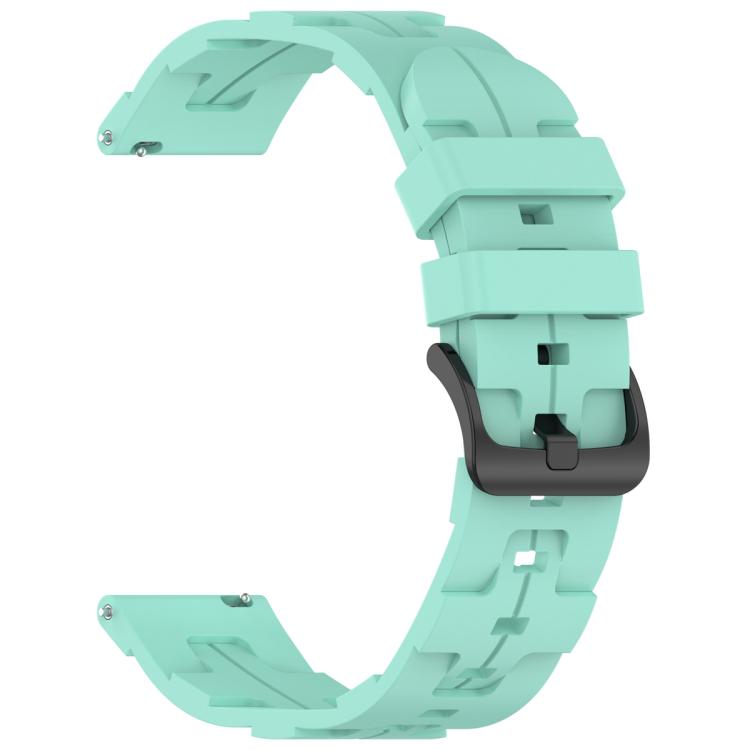 20mm Kalebol Solid Color Black Buckle Round Tail Silicone Watch Band(Teal)