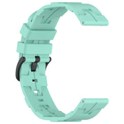 20mm Kalebol Solid Color Black Buckle Round Tail Silicone Watch Band(Teal)