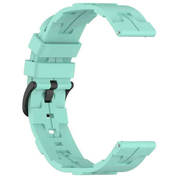 20mm Kalebol Solid Color Black Buckle Round Tail Silicone Watch Band(Teal)