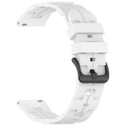 22mm Kalebol Solid Color Black Buckle Round Tail Silicone Watch Band(White)