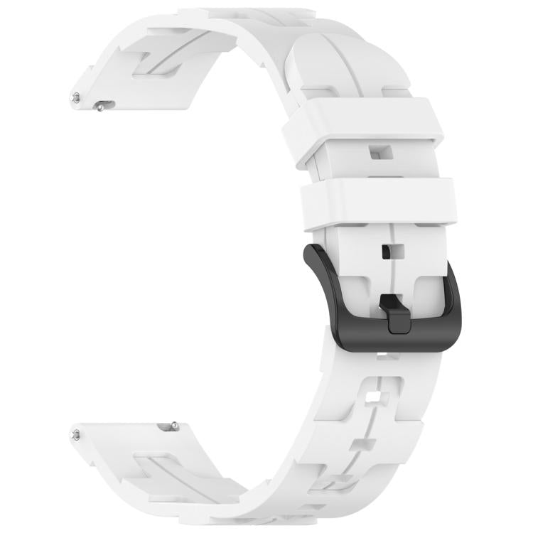 22mm Kalebol Solid Color Black Buckle Round Tail Silicone Watch Band(White)