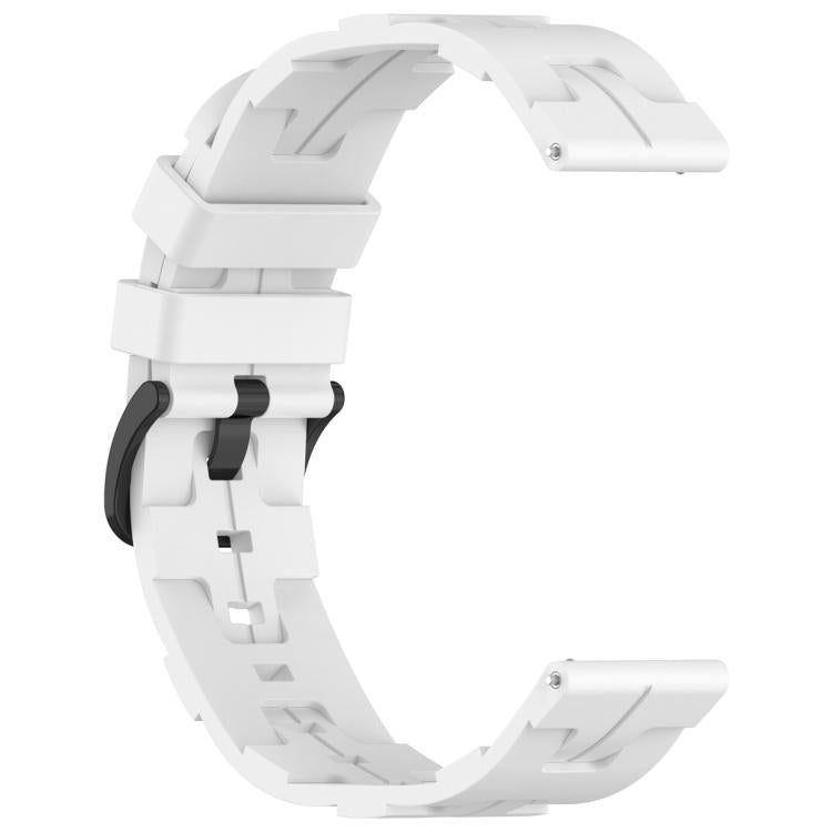 22mm Kalebol Solid Color Black Buckle Round Tail Silicone Watch Band(White)
