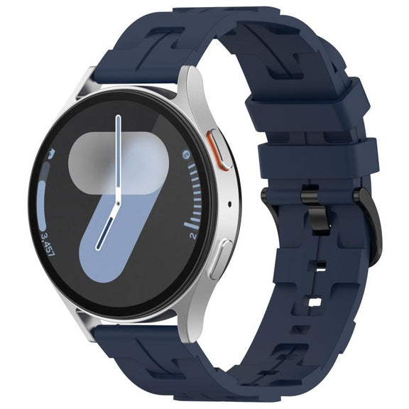 22mm Kalebol Solid Color Black Buckle Round Tail Silicone Watch Band(Navy Blue)