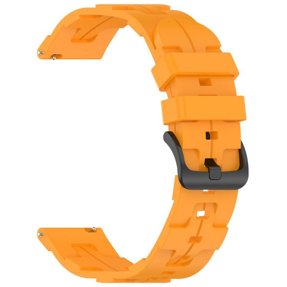 22mm Kalebol Solid Color Black Buckle Round Tail Silicone Watch Band(Yellow)