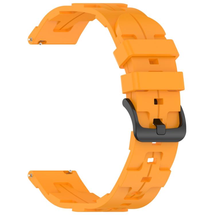 22mm Kalebol Solid Color Black Buckle Round Tail Silicone Watch Band(Yellow)