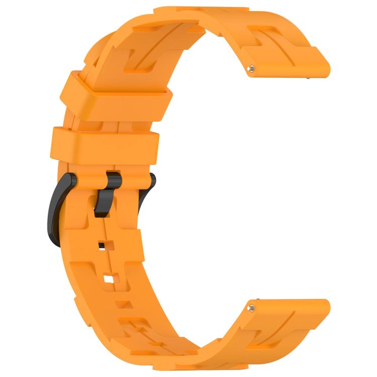 22mm Kalebol Solid Color Black Buckle Round Tail Silicone Watch Band(Yellow)
