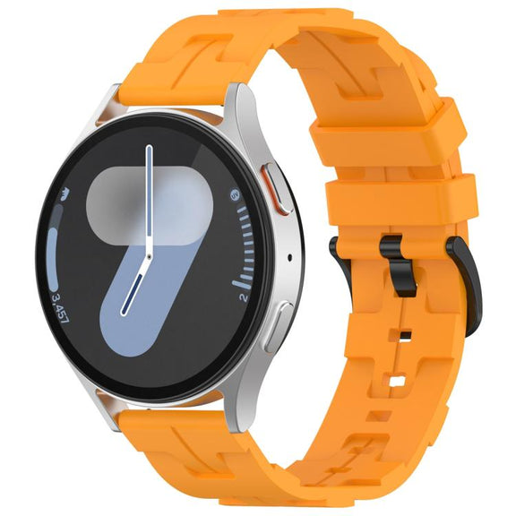 22mm Kalebol Solid Color Black Buckle Round Tail Silicone Watch Band(Yellow)