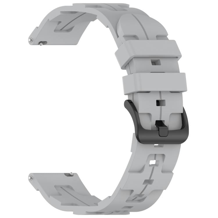 22mm Kalebol Solid Color Black Buckle Round Tail Silicone Watch Band(Grey)