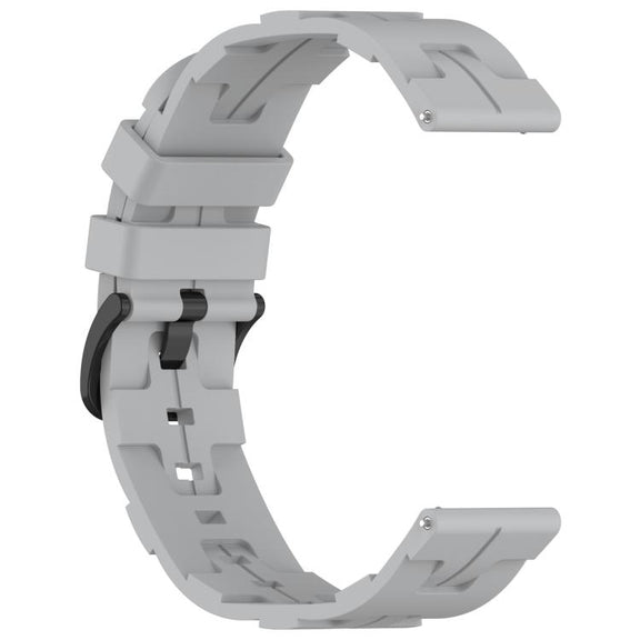 22mm Kalebol Solid Color Black Buckle Round Tail Silicone Watch Band(Grey)